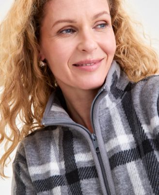 Women's Printed Quarter-Zip Long-Sleeve Fleece, Macy's Exclusive