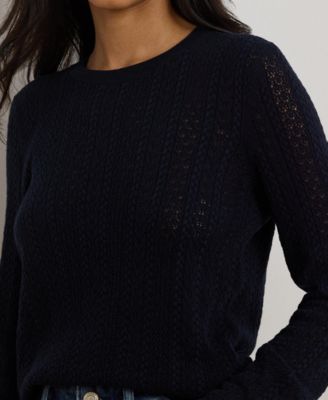 Women's Long Sleeves Pointelle-Knit Sweater