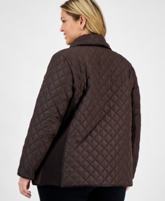 Plus Size Quilted Snap-Front Jacket 