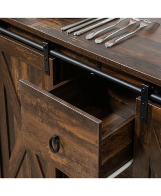 Industrial Buffet Cabinet Kitchen Sideboard with Sliding Barn Doors