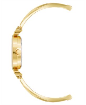 Women's Quartz White and Gold-Tone Metal Alloy Bangle Watch Set, 25mm