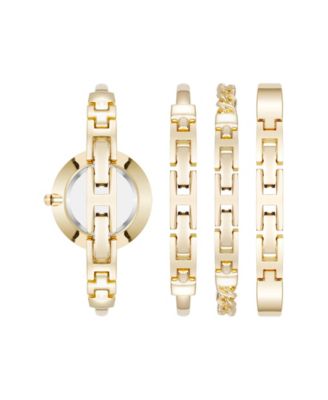 Women's Quartz Pink and Gold-Tone Metal Alloy Bangle Watch Set, 32mm