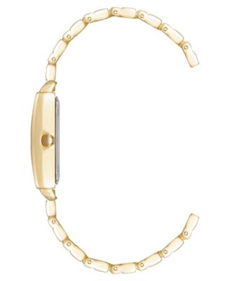 Women's Quartz Rectangular Black and Gold-Tone Metal Alloy Watch, 21mm