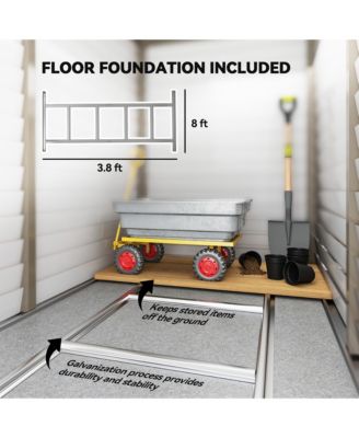 4.6' x 9' Metal Outdoor Storage Shed with Lockable Doors Dark