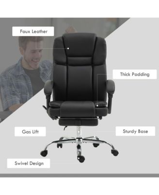 Massage Office Chair with Footrest, PU Leather Desk Chair,