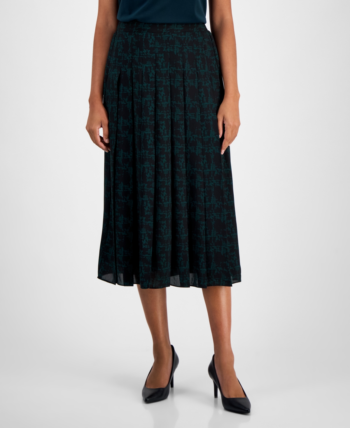 Kasper Women's Pleated Pull-on Skirt, Regular & Petite In Blue