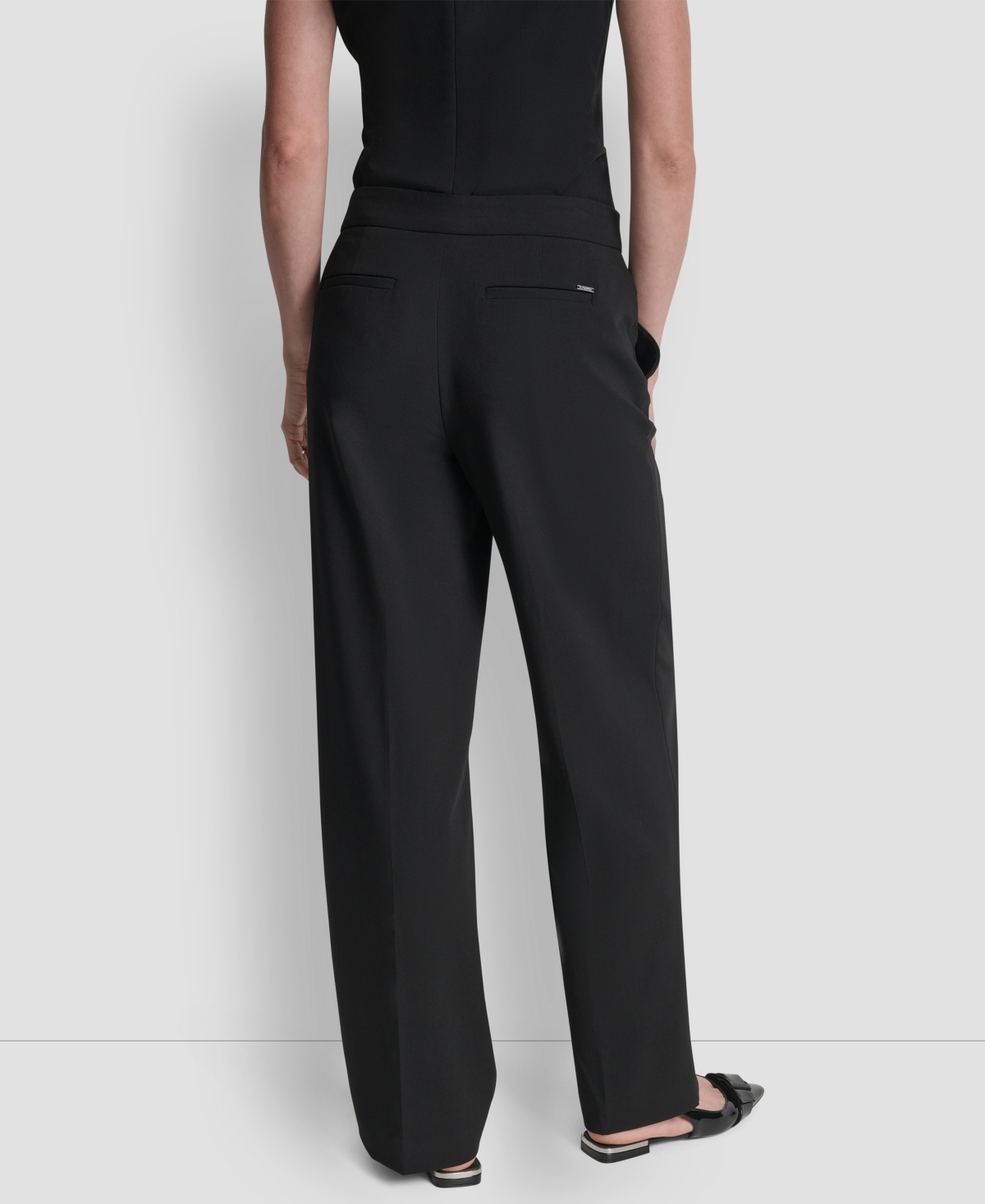 Dkny Women's High Waist Wide Leg Trousers In Black