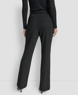 Women's Elizabeth Stripe Pintuck Mid-Rise Flare Trousers