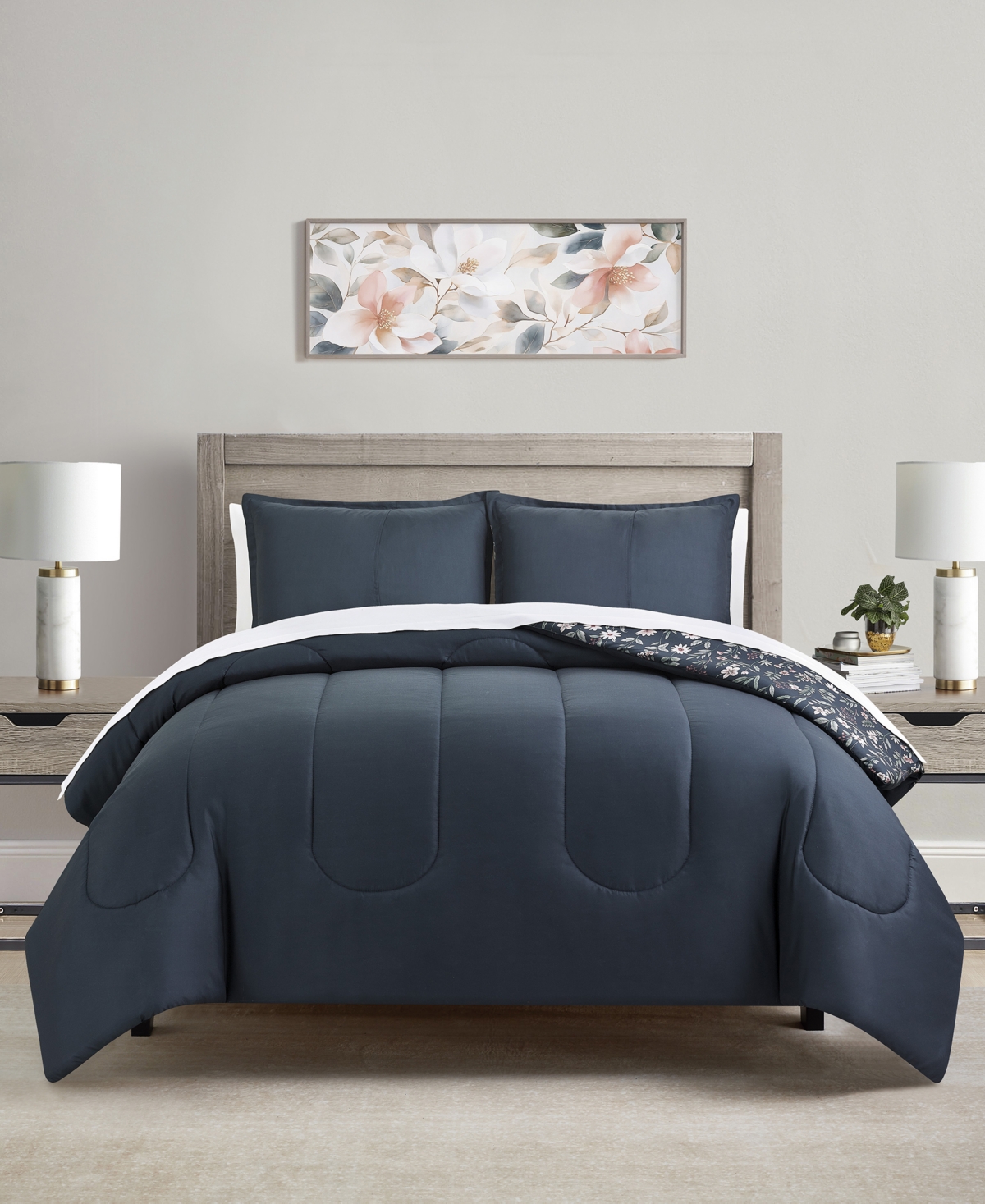 Sunham Veronica Botanical 3-pc. Comforter Sets In Blue