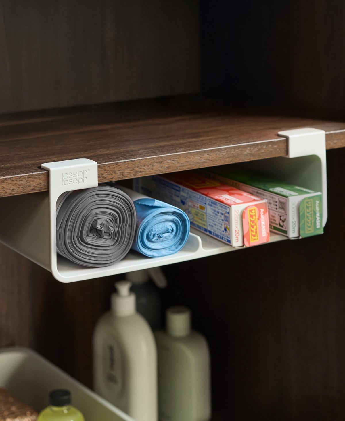 Joseph Joseph Cupboard Store Under-shelf Large Film, Foil And Bag Organizer In Gray