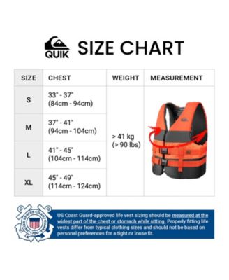 QUIKSILVER USCG Approved Adult Life Vest, Quick-Release Buckles & Drain Holes for Fishing