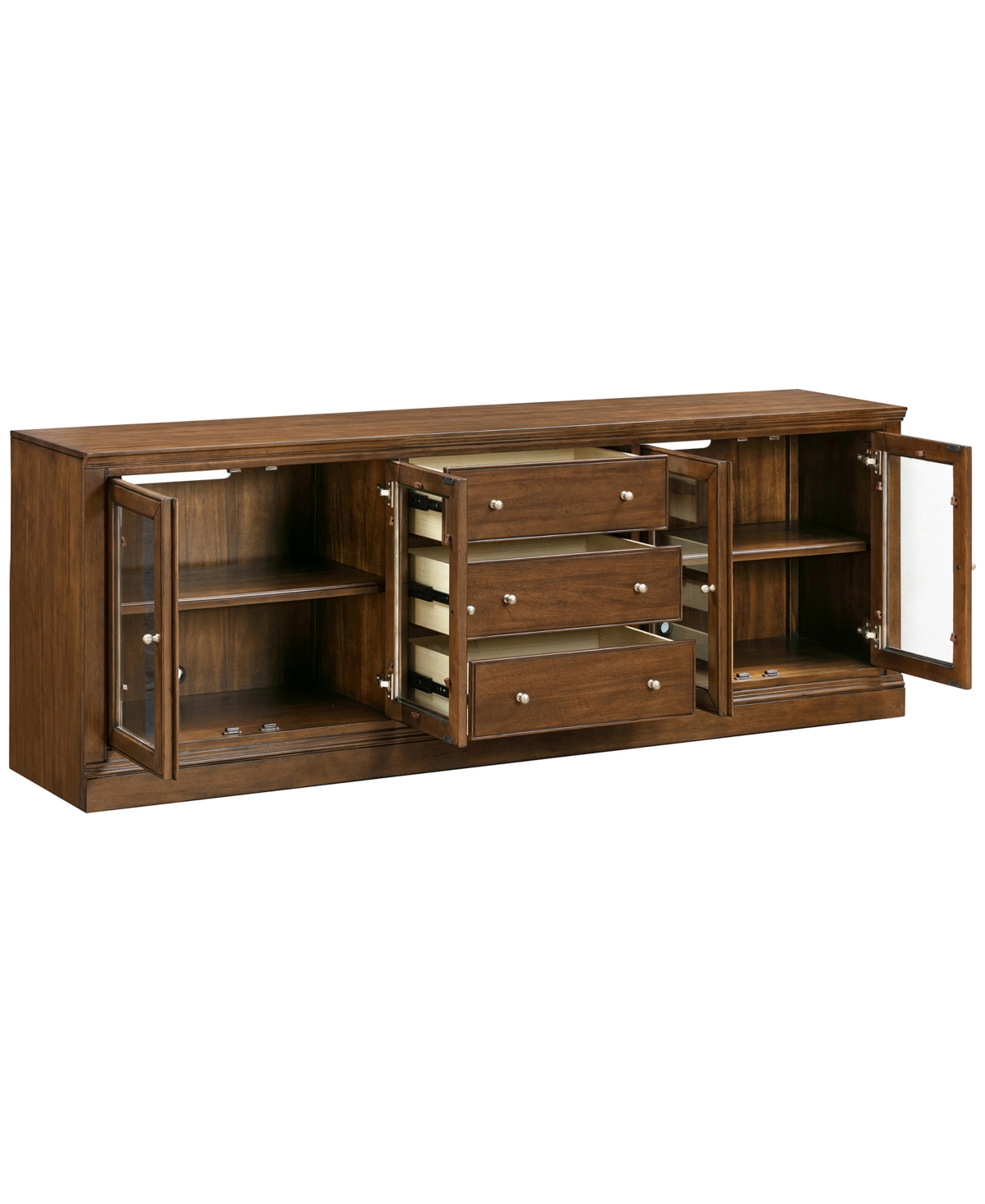 Macy's Furniture 85" Wooden Amren 4 Doors Console Table In Brown