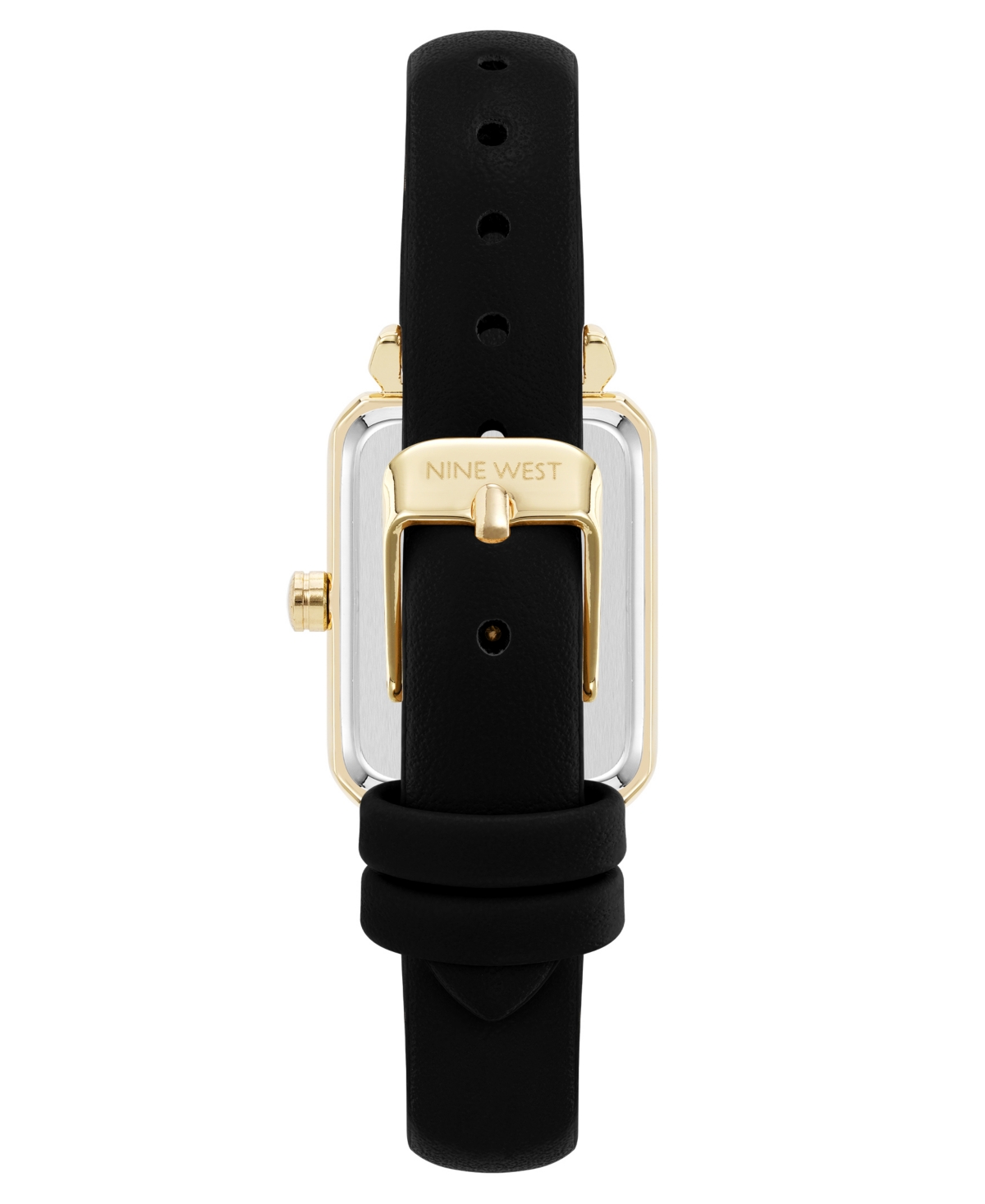 Nine West Women's Quartz Everyday Black Leather And Gold-tone Watch, 25mm In Multi