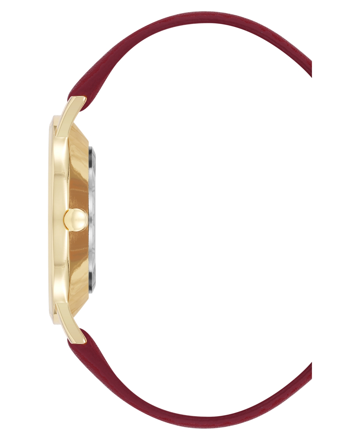Nine West Women's Quartz Signature Burgundy Leather And Gold-tone Watch, 34mm
