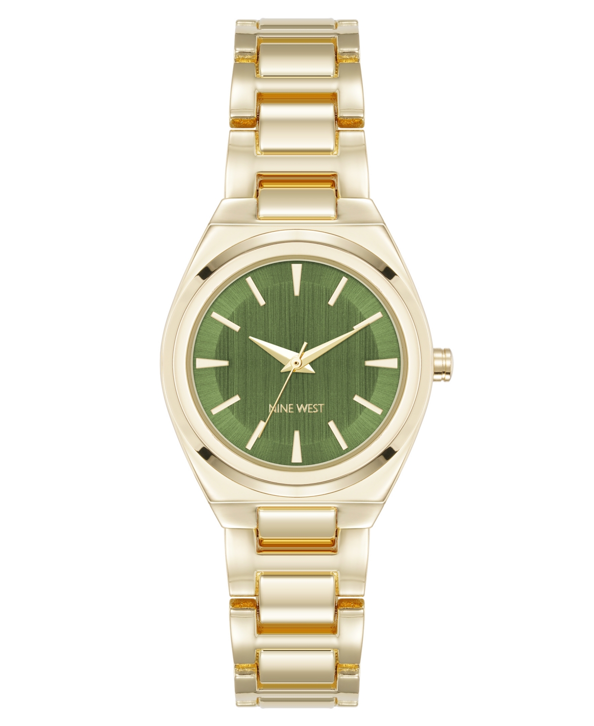 Anne Klein Women's Quartz Minimalist Olive And Gold-tone Metal Alloy Watch, 30mm