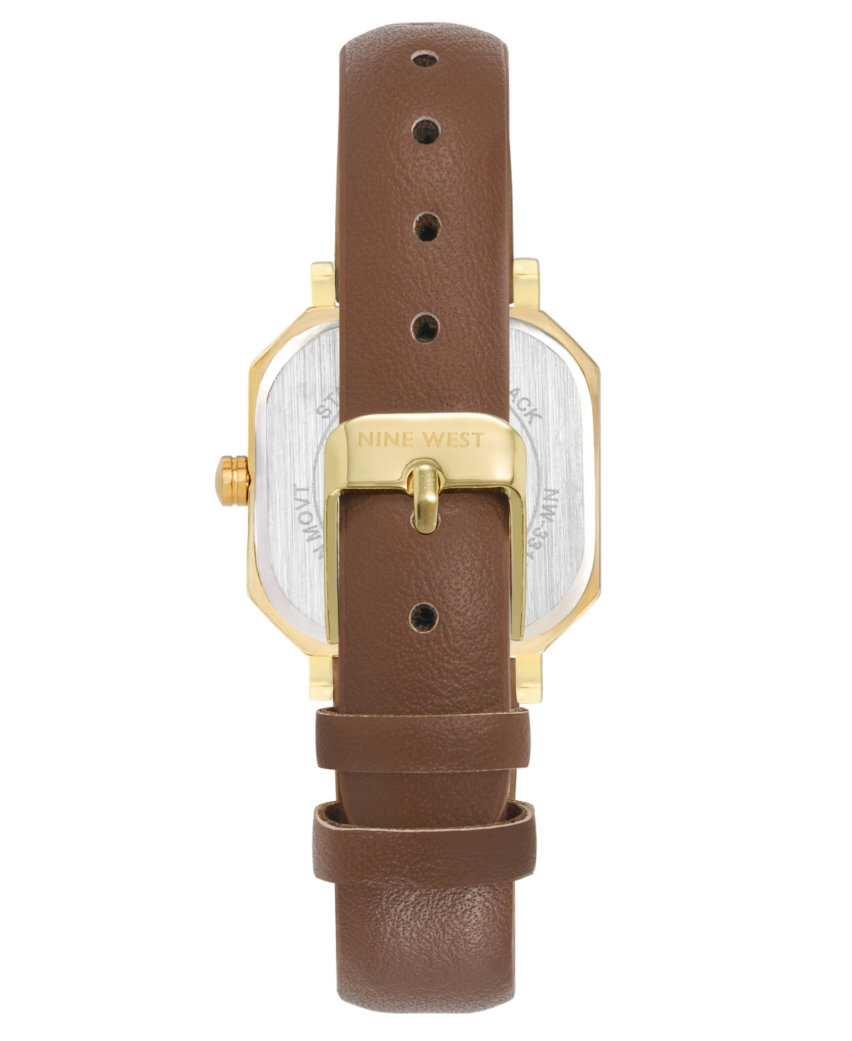 Nine West Women's Quartz Regency Brown Leather And Gold-tone Watch, 27mm
