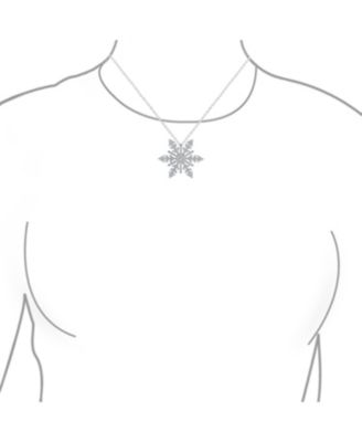 Winter Holiday Party Christmas Dangle Snowflake Pendant Necklace Rhodium Plated