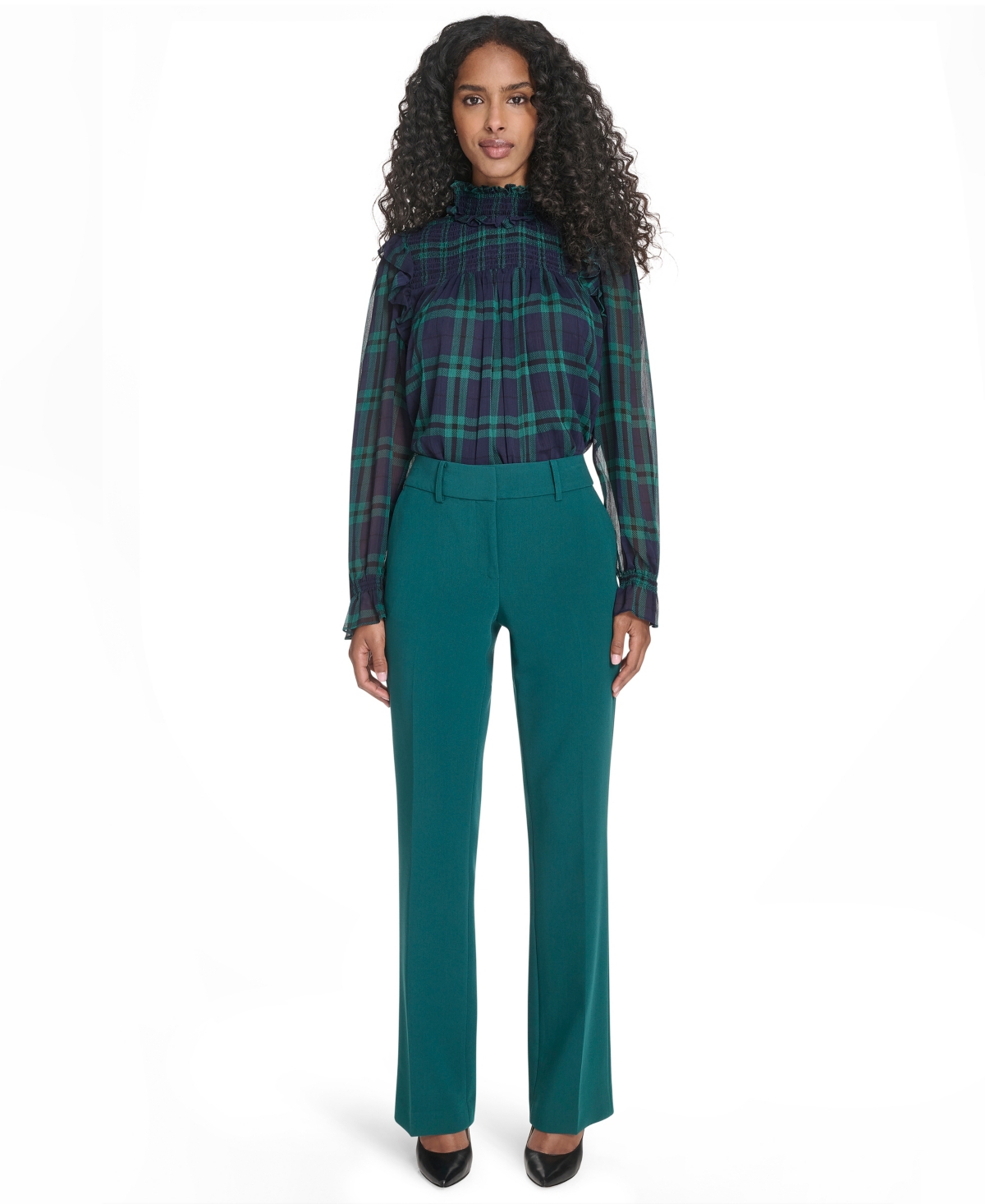 Tommy Hilfiger Women's Solid Sutton Bootcut Trousers In Green