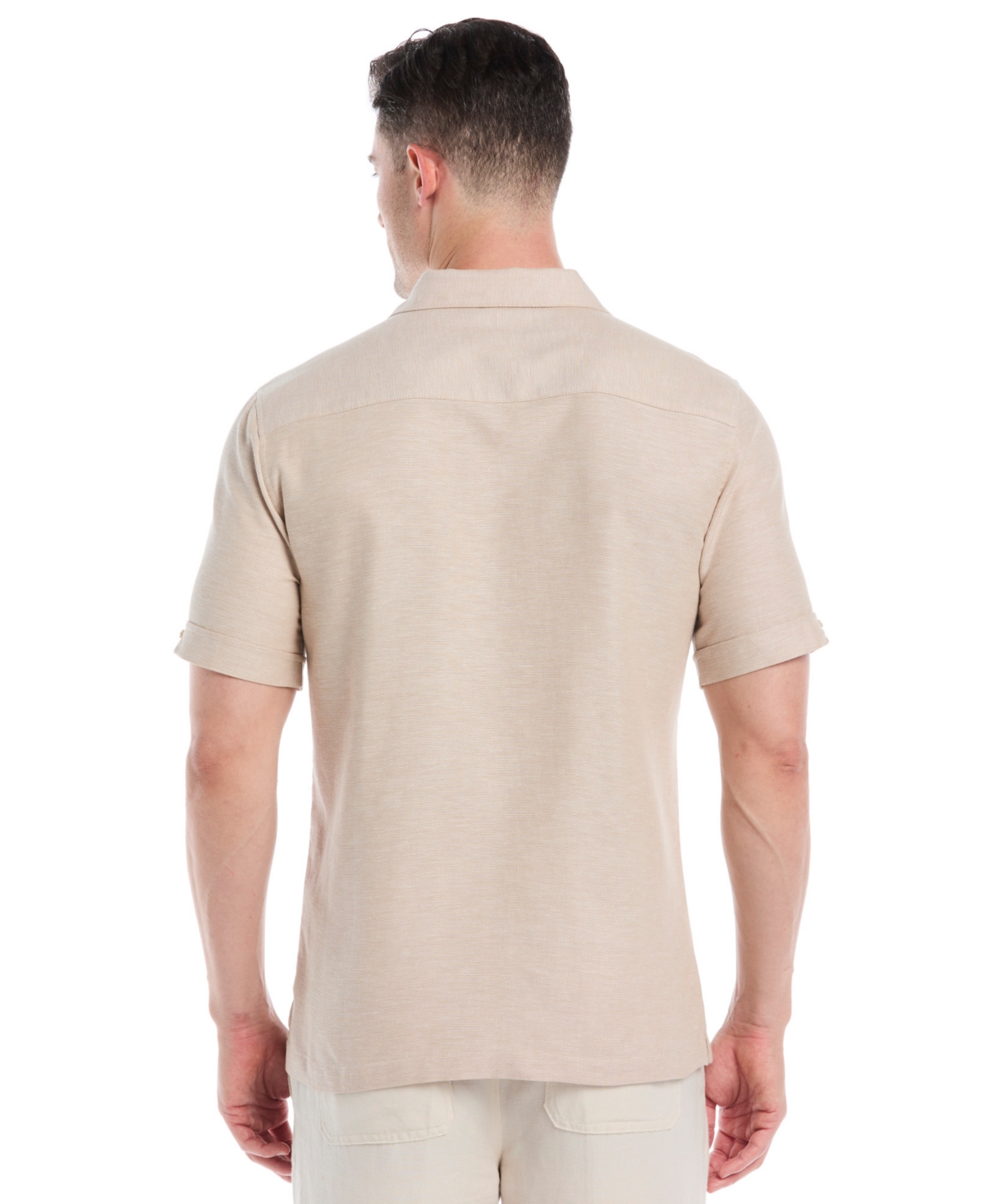 Cubavera Men's Yarndye Panels Dobby Short Sleeve Button Down Shirt In Brown