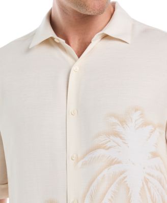 Men's Batik Palm Print Short-Sleeve Button-Down Shirt