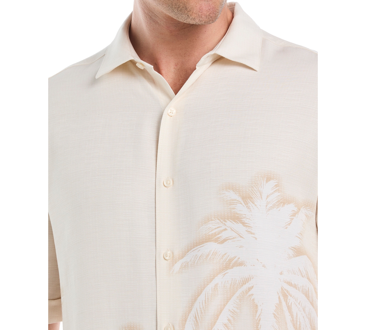 Cubavera Men's Batik Palm Print Short Sleeve Button Down Shirt In Neutral