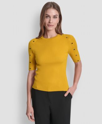 Women's Button Detail Short Sleeve Sweater