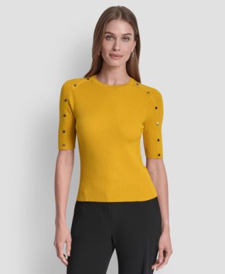 Women's Button Detail Short Sleeve Sweater
