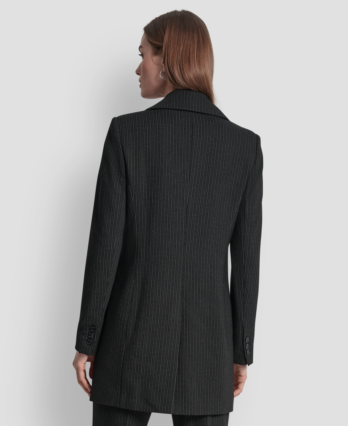Dkny Women's Elizabeth Striped One Button Topper Jacket In Black