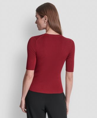 Women's Button Detail Short Sleeve Sweater