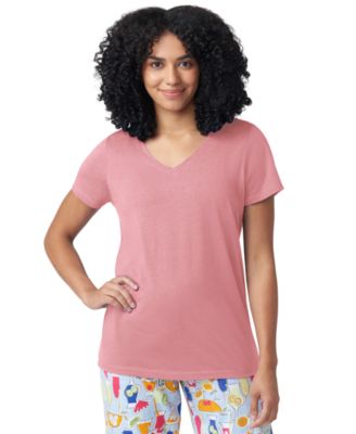 Women's Solid Short-Sleeve Scoop-Neck Pajama T-Shirt