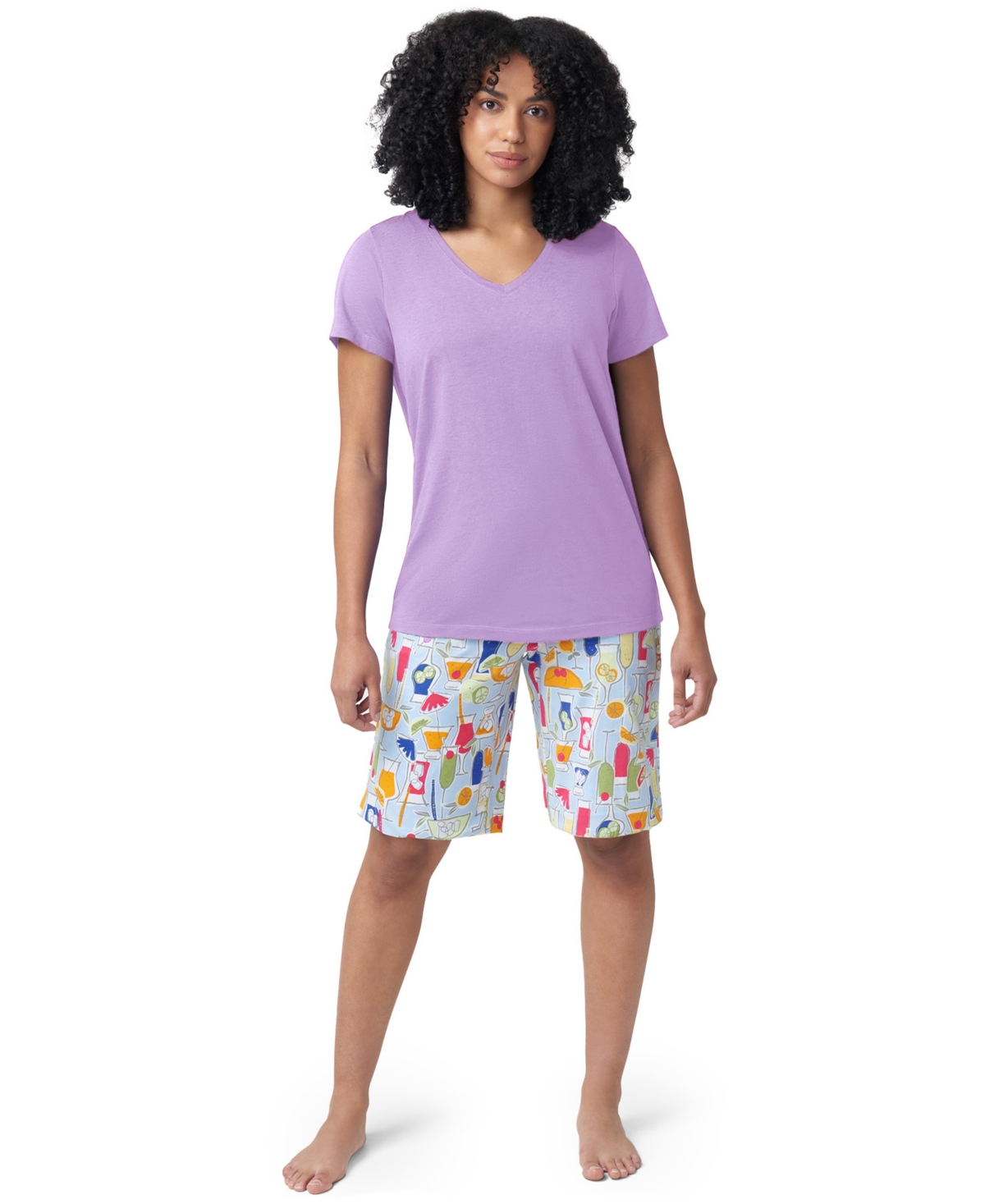 Women's Solid Short-Sleeve Scoop-Neck Pajama T-Shirt - Crocus Petal