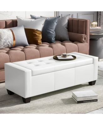 Home Modern Ottoman Storage Bench Seat Footrest Sofa Shoe Faux Leather