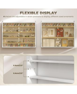 31.5" Glass 5-Tier Display Cabinet 4 Adjustable Shelves Freestanding Storage Showcase with Doors