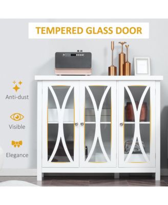 Kitchen Sideboard Storage Cabinet with Glass Door Adjustable Shelf