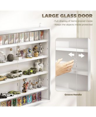 31.5" Glass 5-Tier Display Cabinet 4 Adjustable Shelves Freestanding Storage Showcase with Doors