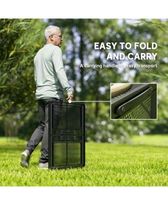 Folding Grill Table, 4.5 ft Portable Camping Table w/ Wing Panels