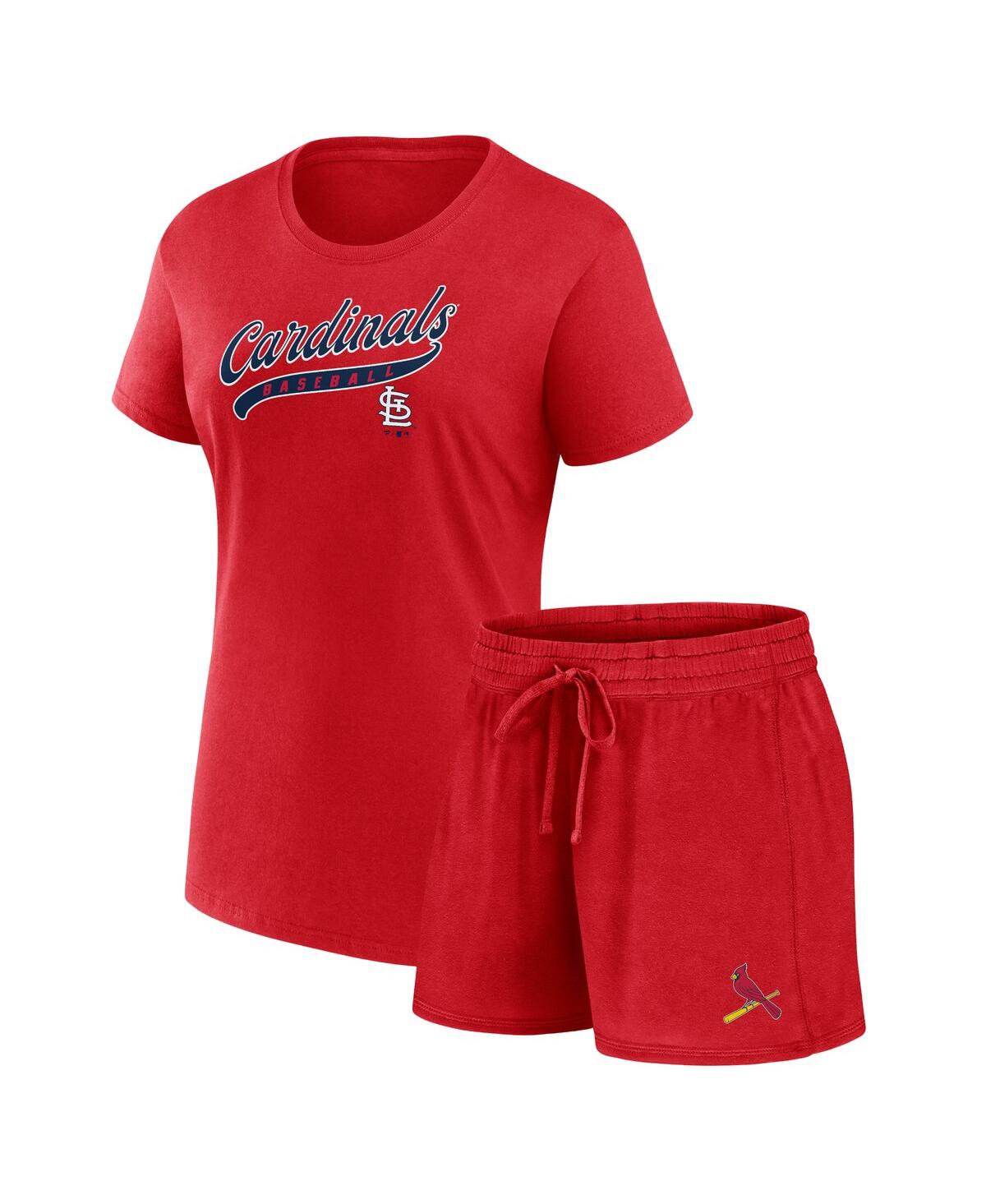 Women's 2-Pieces Red St. Louis Cardinals Start to Finish T-Shirt and Shorts Combo Pack - Red