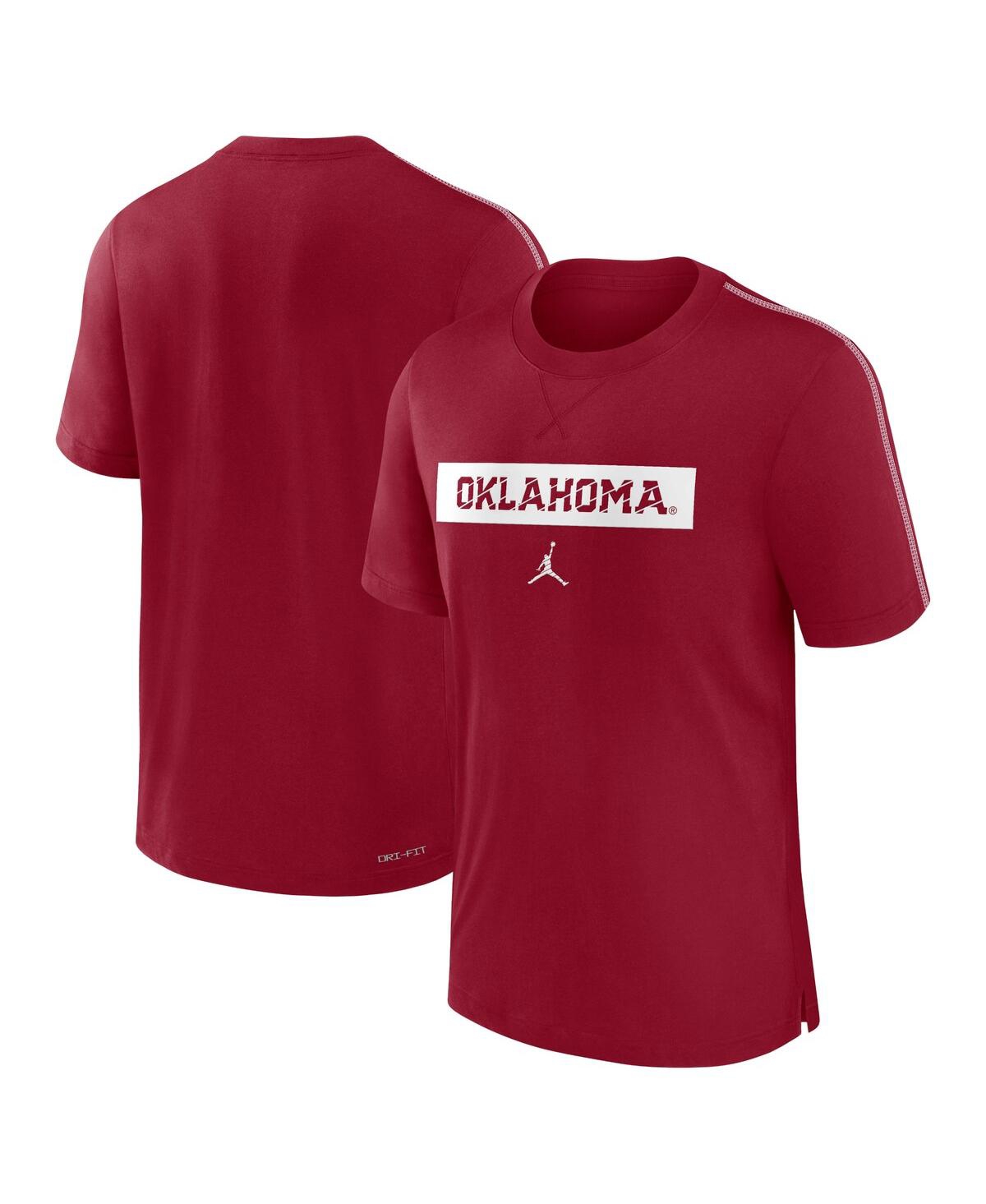 Men's Crimson Oklahoma Sooners 2024 Sideline Player Performance Tri-Blend T-Shirt - Crimson