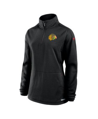 Women's Black Chicago Blackhawks Authentic Pro Rink Lightweight Quarter-Zip Pullover Sweatshirt