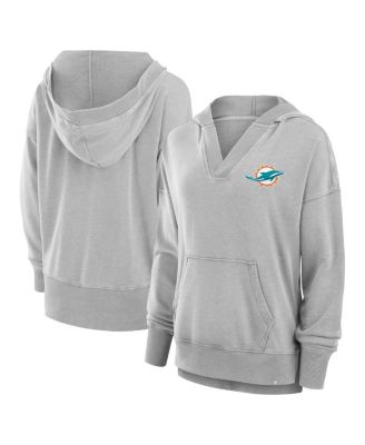 Fanatics - Women's Heather Gray Miami Dolphins Initiative Snow Wash French Terry V-Neck Pullover Hoodie