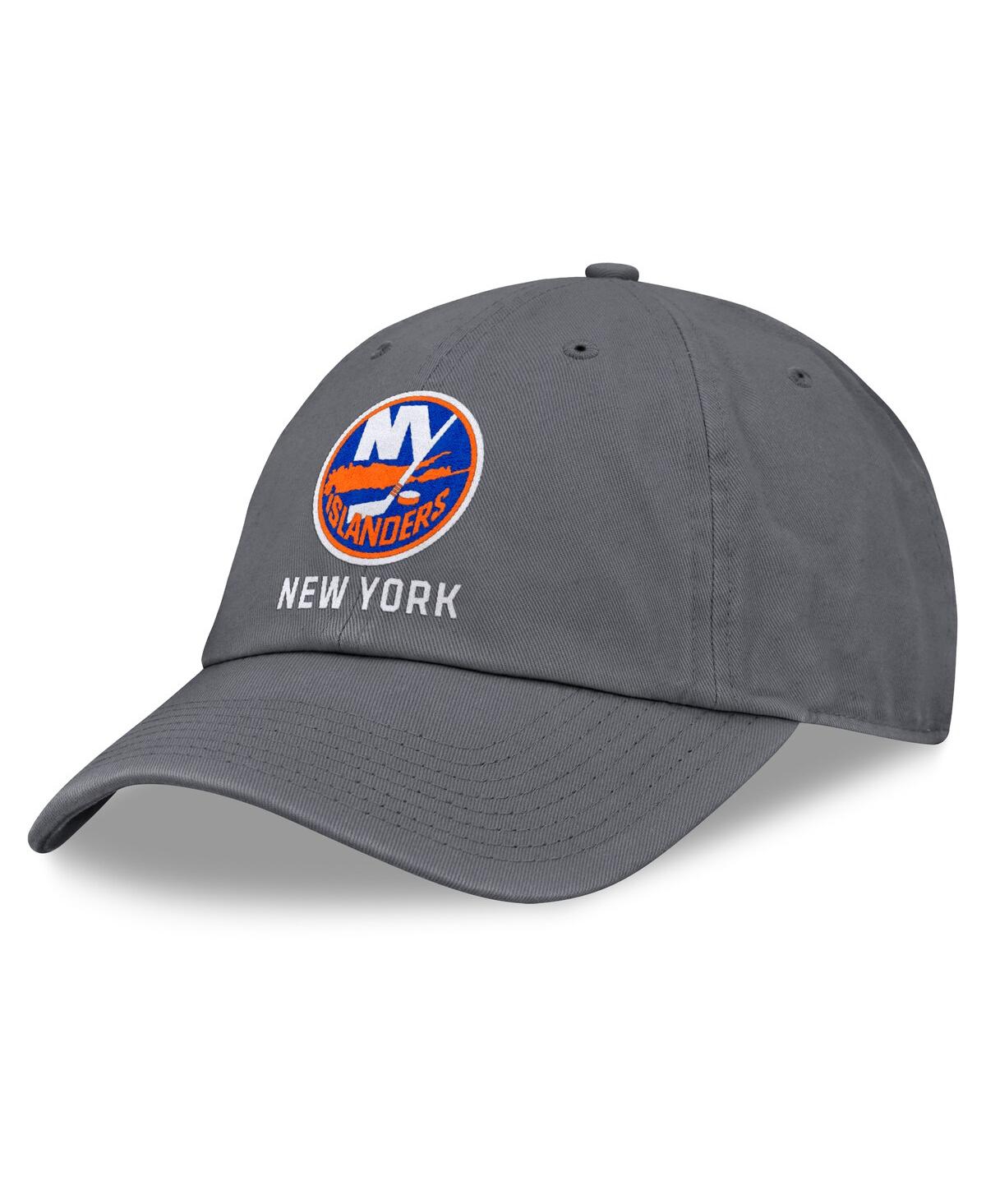 Fanatics Men's Charcoal New York Islanders Washed Adjustable Hat In Gray