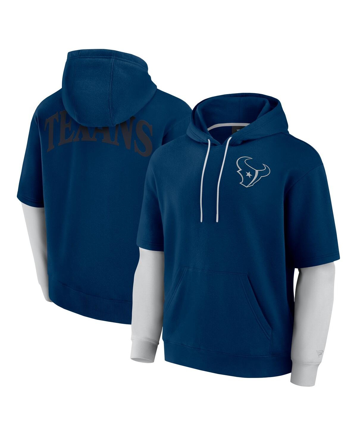 Men's and Women's Navy Houston Texans Sleek Elements Pullover Hoodie - Navy