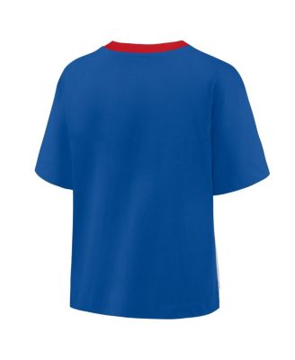 Women's Royal/Graphite Chicago Cubs Oversized Race to Win V-Neck T-Shirt