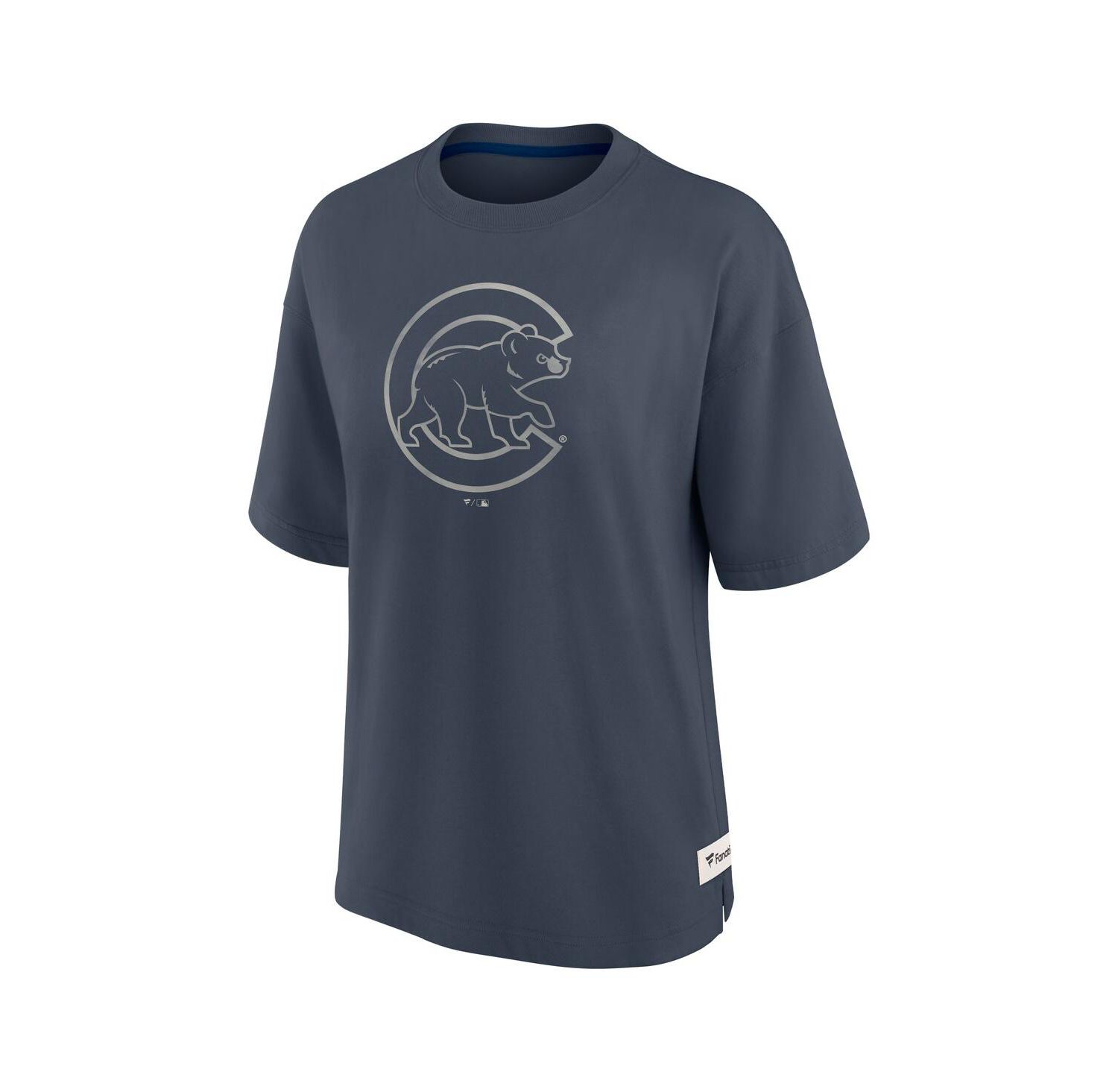 Women's Blue Chicago Cubs Oversized Elements Raw Edge Future Ground T-Shirt