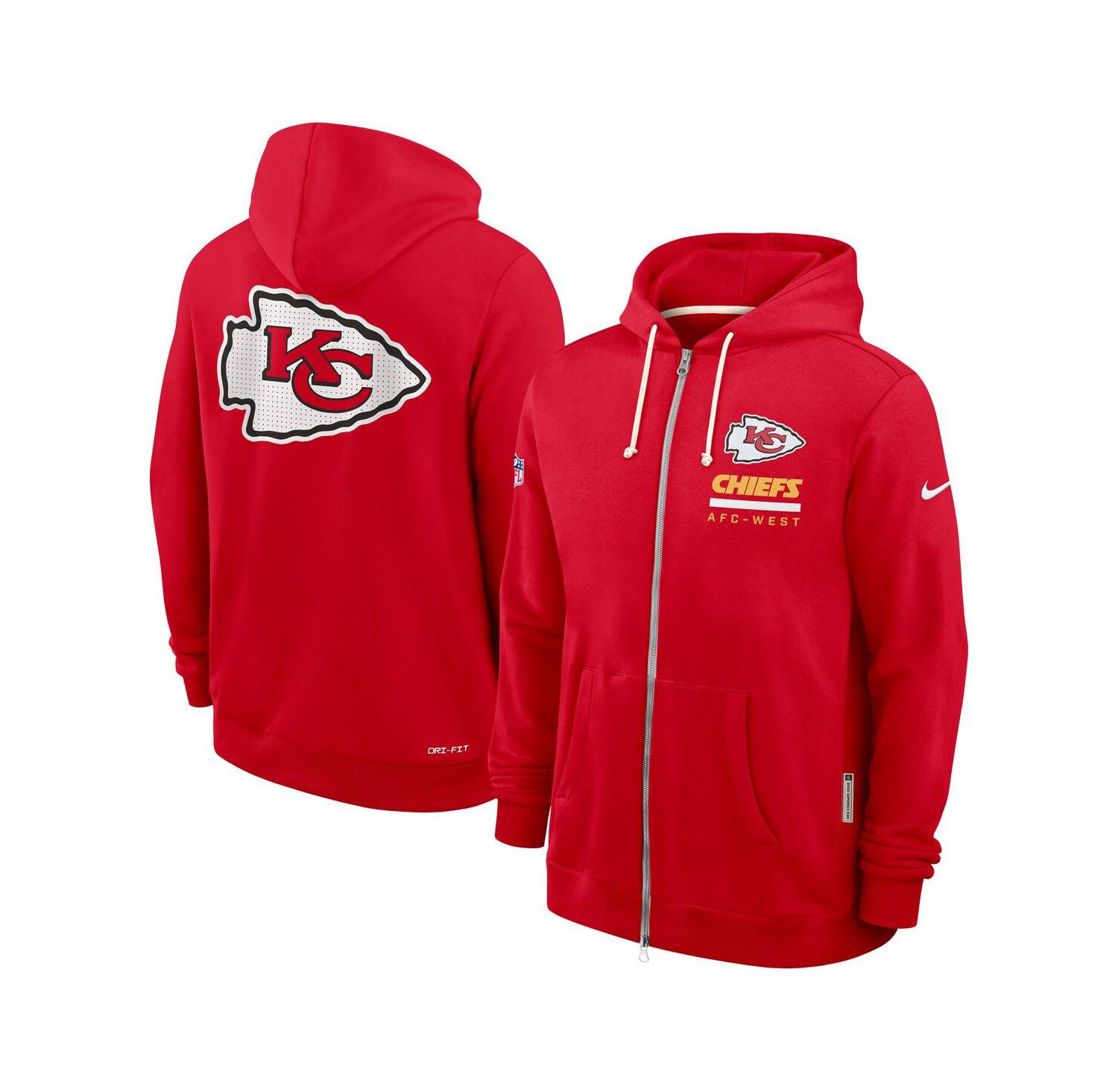 Men's Red Kansas City Chiefs Sideline Utility Player Performance Full-Zip Hoodie