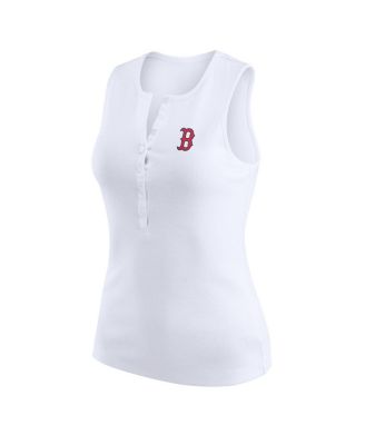 Women's White Boston Red Sox Rib-Knit Henley Tank Top