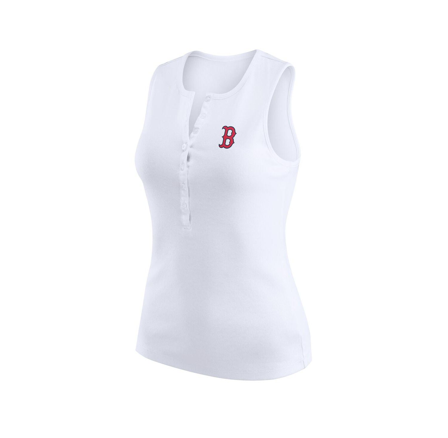 Women's White Boston Red Sox Rib-Knit Henley Tank Top