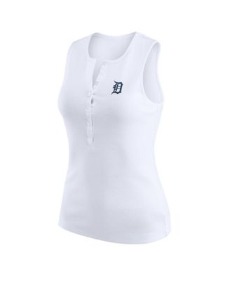 Women's White Detroit Tigers Rib-Knit Henley Tank Top