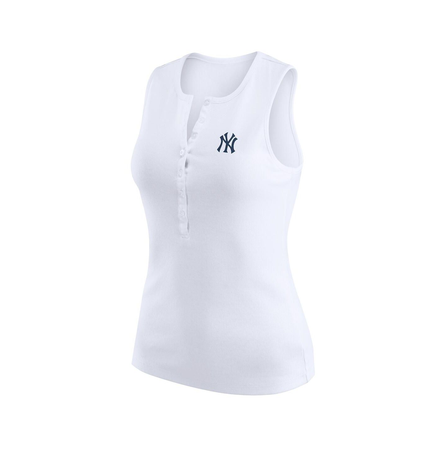 Женский топ WEAR by Erin Andrews White New York Yankees Rib-Knit Henley — фото 2
