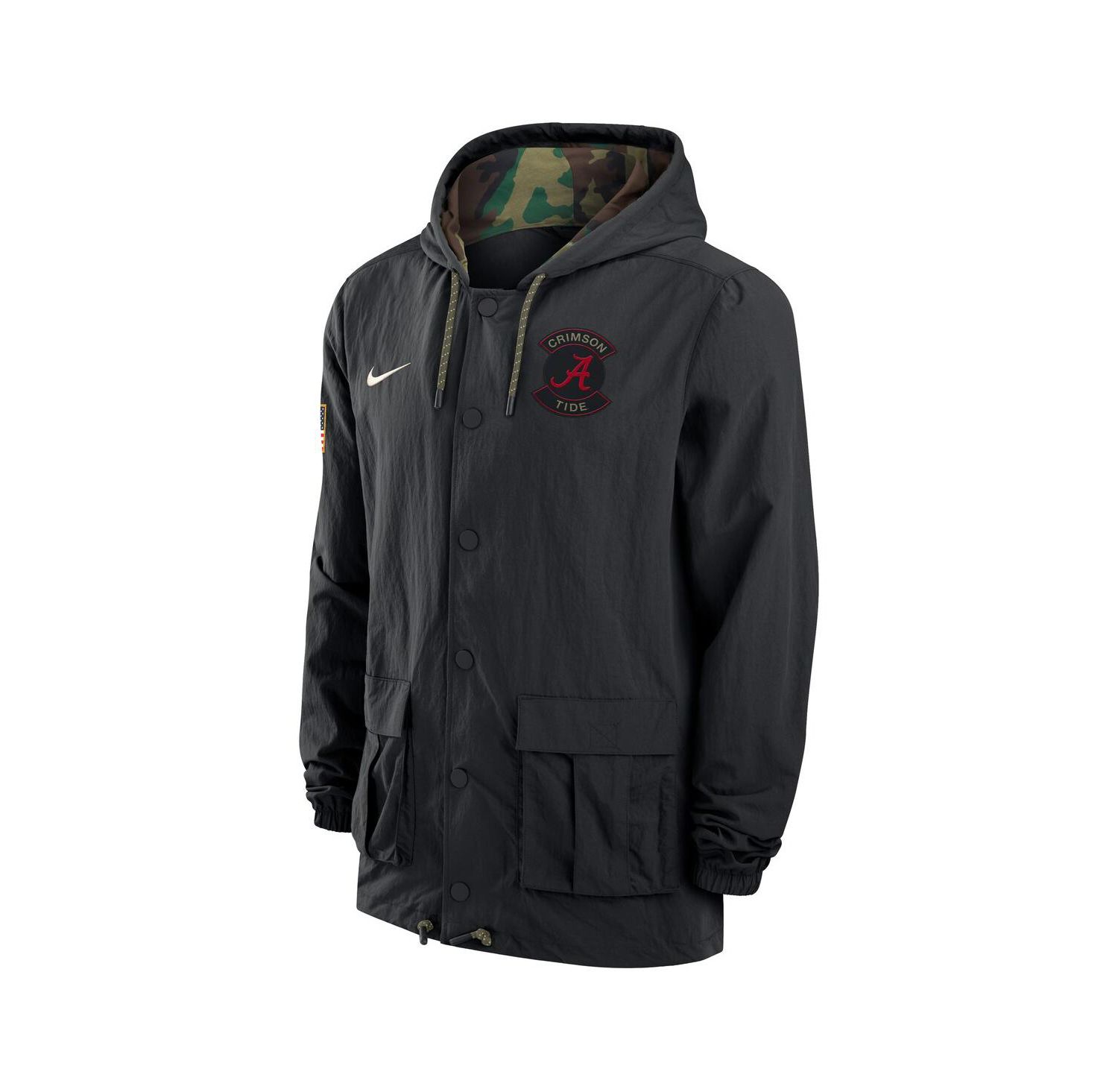 Men's Black Alabama Crimson Tide Full-Snap Hoodie Military Jacket